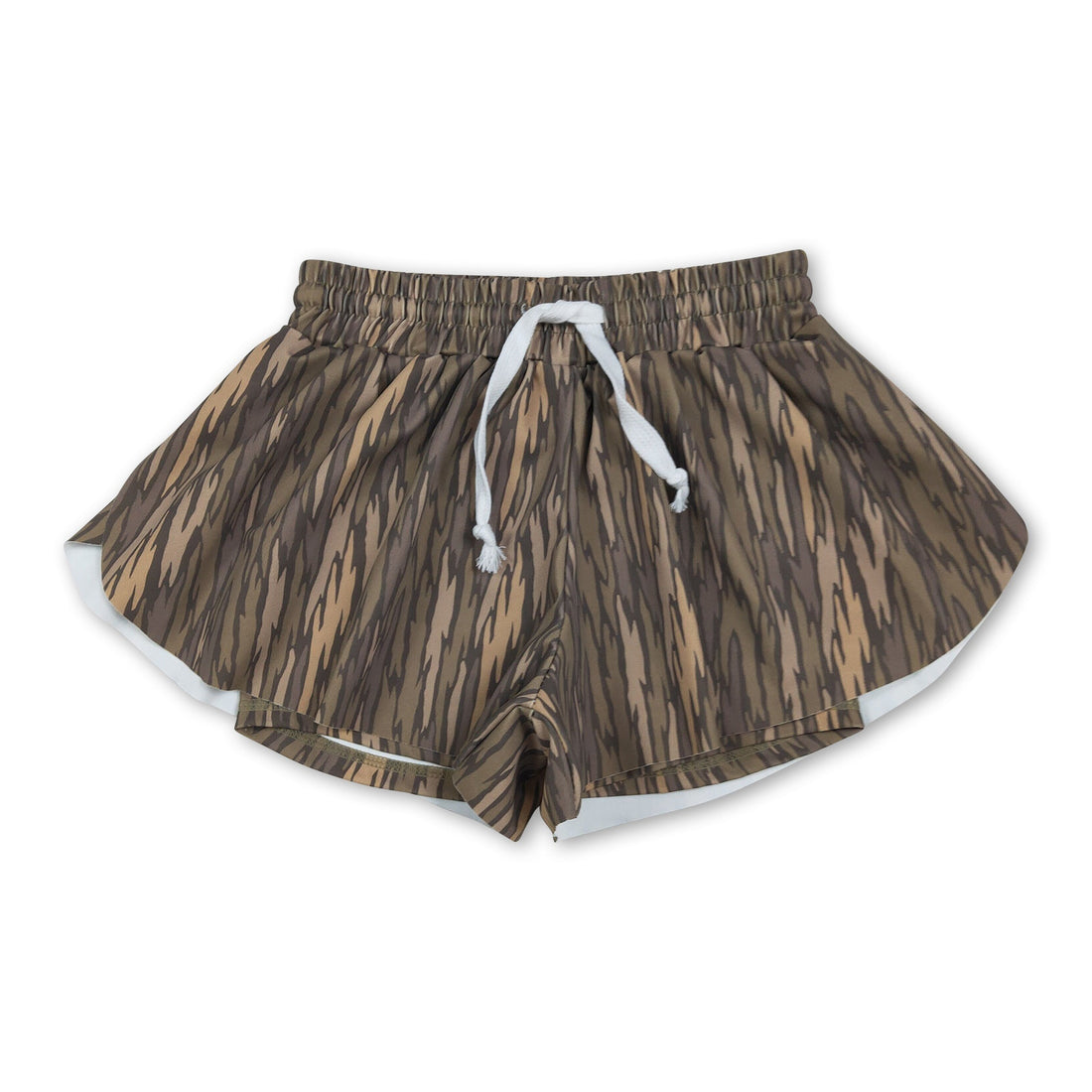 Olive camo kids girls summer active yoga shorts