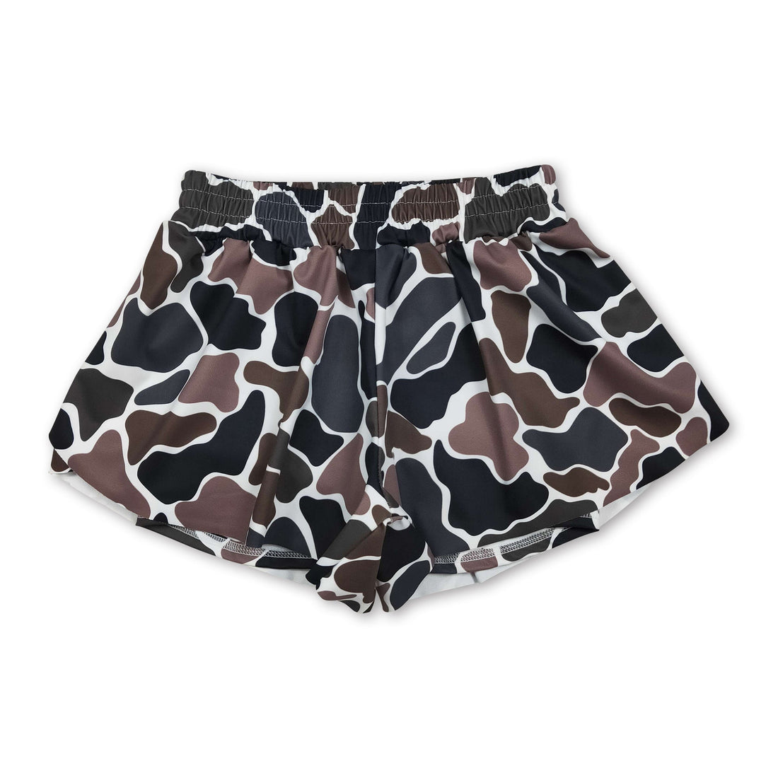 Dark camo kids girls summer active yoga shorts