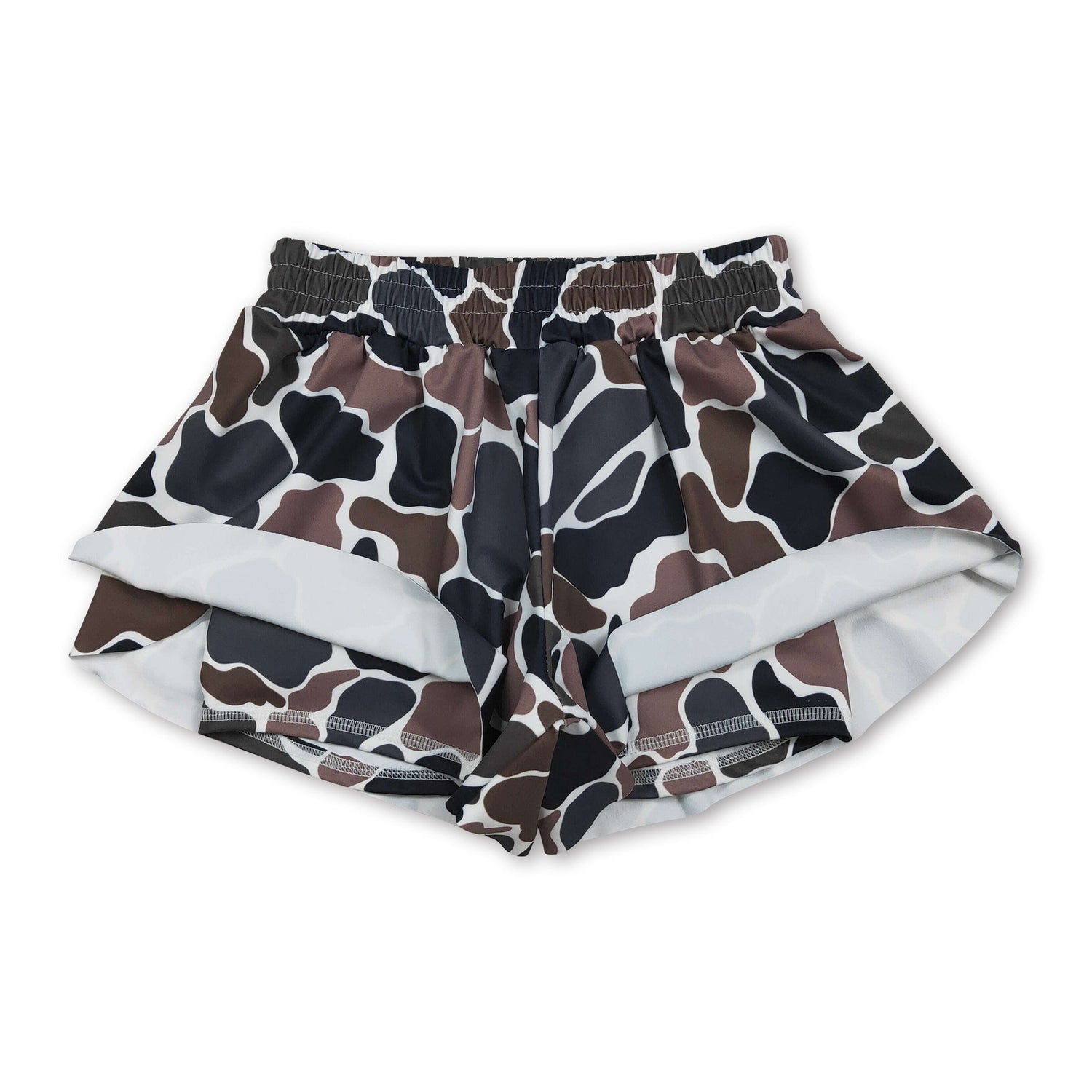 Dark camo kids girls summer active yoga shorts