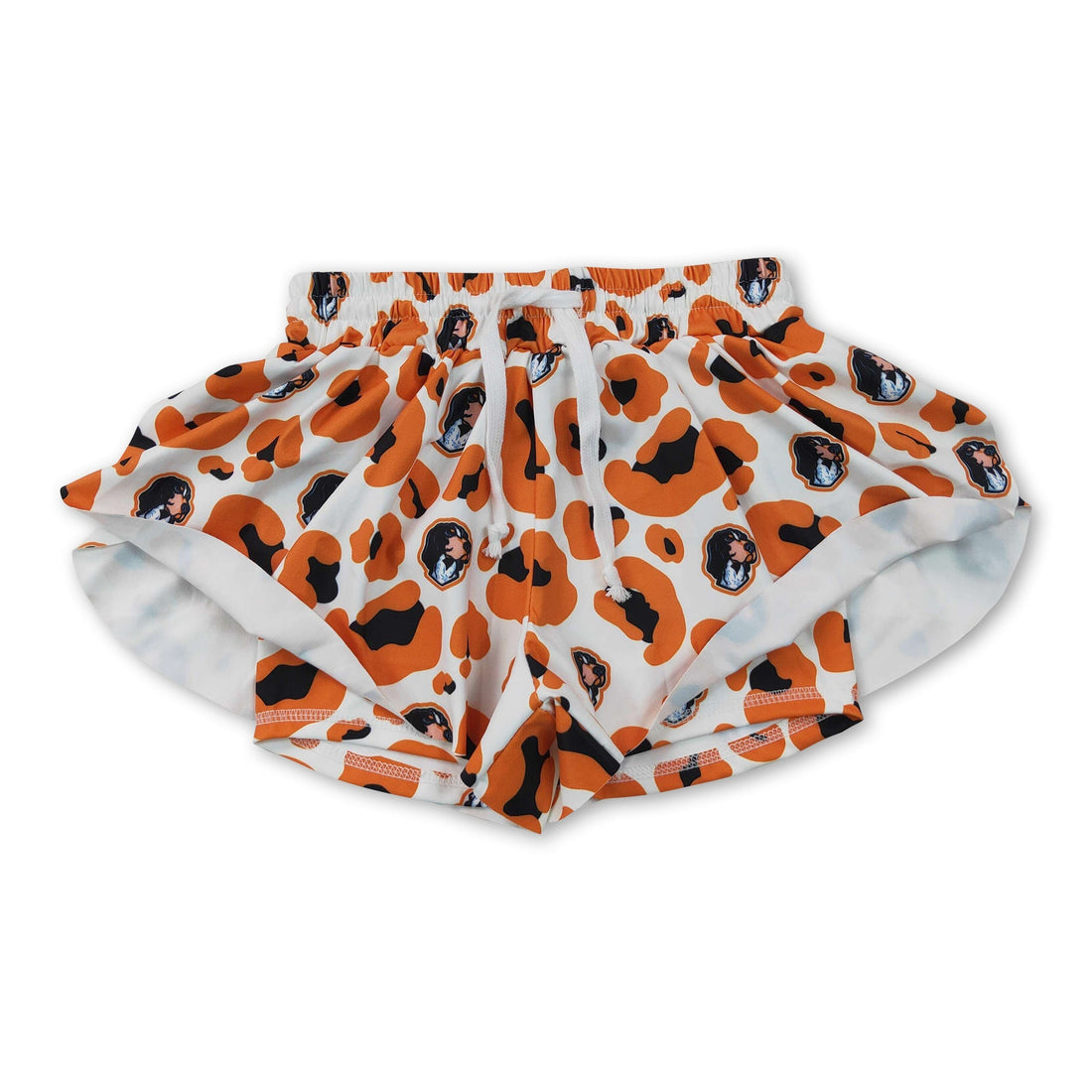 Mini Rodeo leopard print girl shorts for kids, lightweight summer active shorts with a fun animal pattern.
