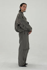 Charcoal Sable pants by findmenowthelabel, shown in a stylish, tailored fit with side pockets and a modern design.