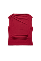 Findmenowthelabel DASOM tank top in raspberry color, flat lay showing soft fabric and stylish sleeveless design.
