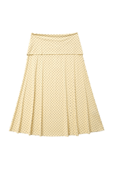 Findmenowthelabel foldover flared maxi skirt in butter, shown flat with smooth fabric and flowing silhouette.