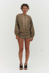 Findmenowthelabel Fabio voile jacket in cream and mocha, lightweight jacket with sheer fabric and stylish design.