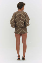 Findmenowthelabel Fabio voile jacket in cream and mocha, lightweight jacket with sheer fabric and stylish design.