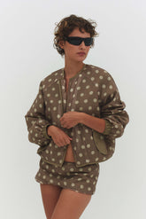 Findmenowthelabel Fabio voile jacket in cream and mocha, lightweight jacket with soft fabric and stylish design.