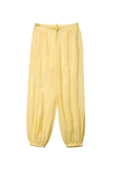 Findmenowthelabel ZORA voile pants in butter color, flat lay showing lightweight, flowing fabric and relaxed fit for casual wear.