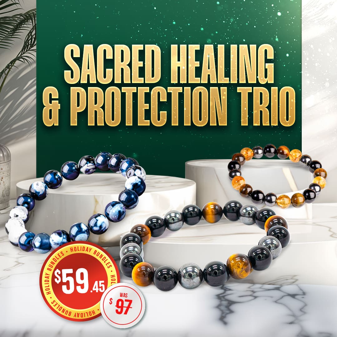 Sacred Healing &amp; Protection Trio bundle by Conscious Items, featuring spiritual tools for healing and protection.