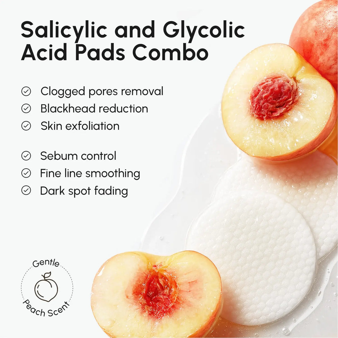 Maree Glycolic and Salicylic Acid Peel Pads with textured surface for exfoliating and deep cleansing of the skin.