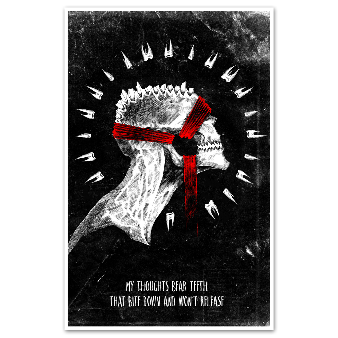 Saw Tooth Print poster by Any Means Necessary Clothing featuring a sharp, angular sawtooth design on 11x17 inch paper.