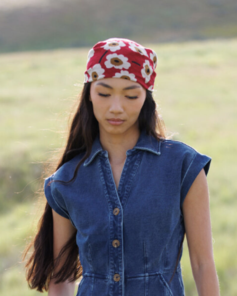 Downeast Essential Summer Scarf featuring lightweight fabric with a vibrant floral pattern, perfect for warm-weather styling.