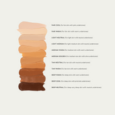YENSA Skin On Skin BB + CC Full Coverage Hyaluronic Serum Concealer shade chart showing various skin tone options.