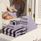 Set of Capri Australian Cotton Towels by Italic, plush home-bath towels with a Provence-inspired design on a family set.