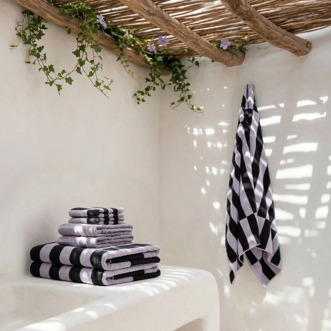 Set of Shadmoor Australian Cotton Towels by Italic, plush and luxurious home-bath towels in a Provence-inspired color.