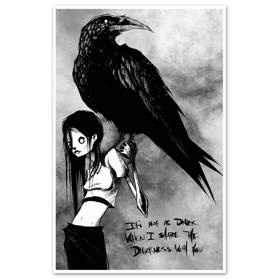 Sharing Darkness poster by Any Means Necessary Clothing featuring a dark, artistic print on an 11x17 poster.