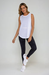 Sheer striped mesh active tank top with cut-out back from Fitkitty Culture Athleisure Wear, perfect for yoga and workout sessions.