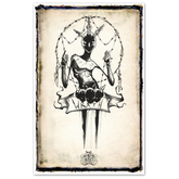 Colorful Se7en Deadly Sins poster featuring detailed illustrations, designed by Any Means Necessary Clothing.