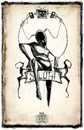 Se7en Deadly Sins poster featuring Sloth design by Any Means Necessary Clothing, 11x17 inches, colorful and detailed artwork.