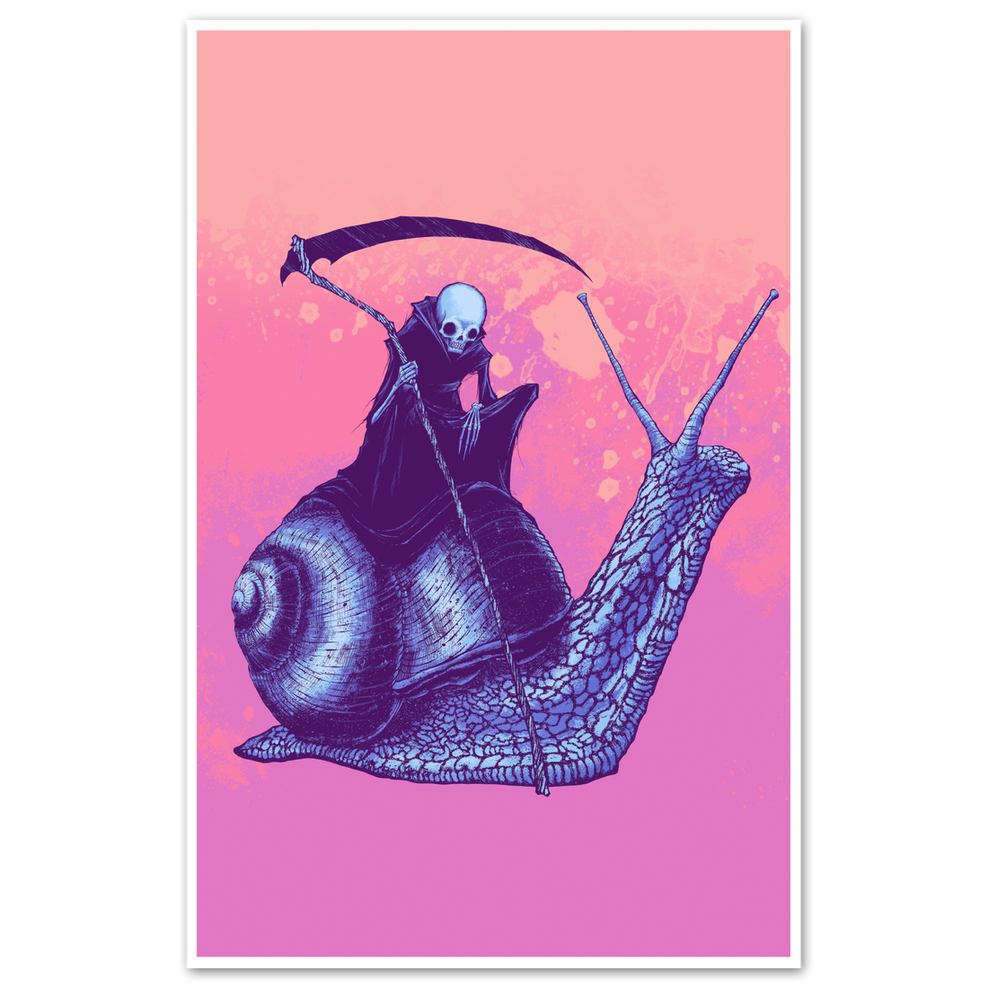 Slow Death poster by Any Means Necessary Clothing featuring dark, gritty artwork with bold, detailed design on 11x17 paper.
