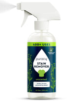 Puracy laundry stain remover bottle with label, 12oz size, designed to eliminate tough stains from clothing.