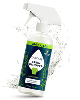 Puracy laundry stain remover bottle showing the 12oz stain remover product for removing tough stains from clothes.