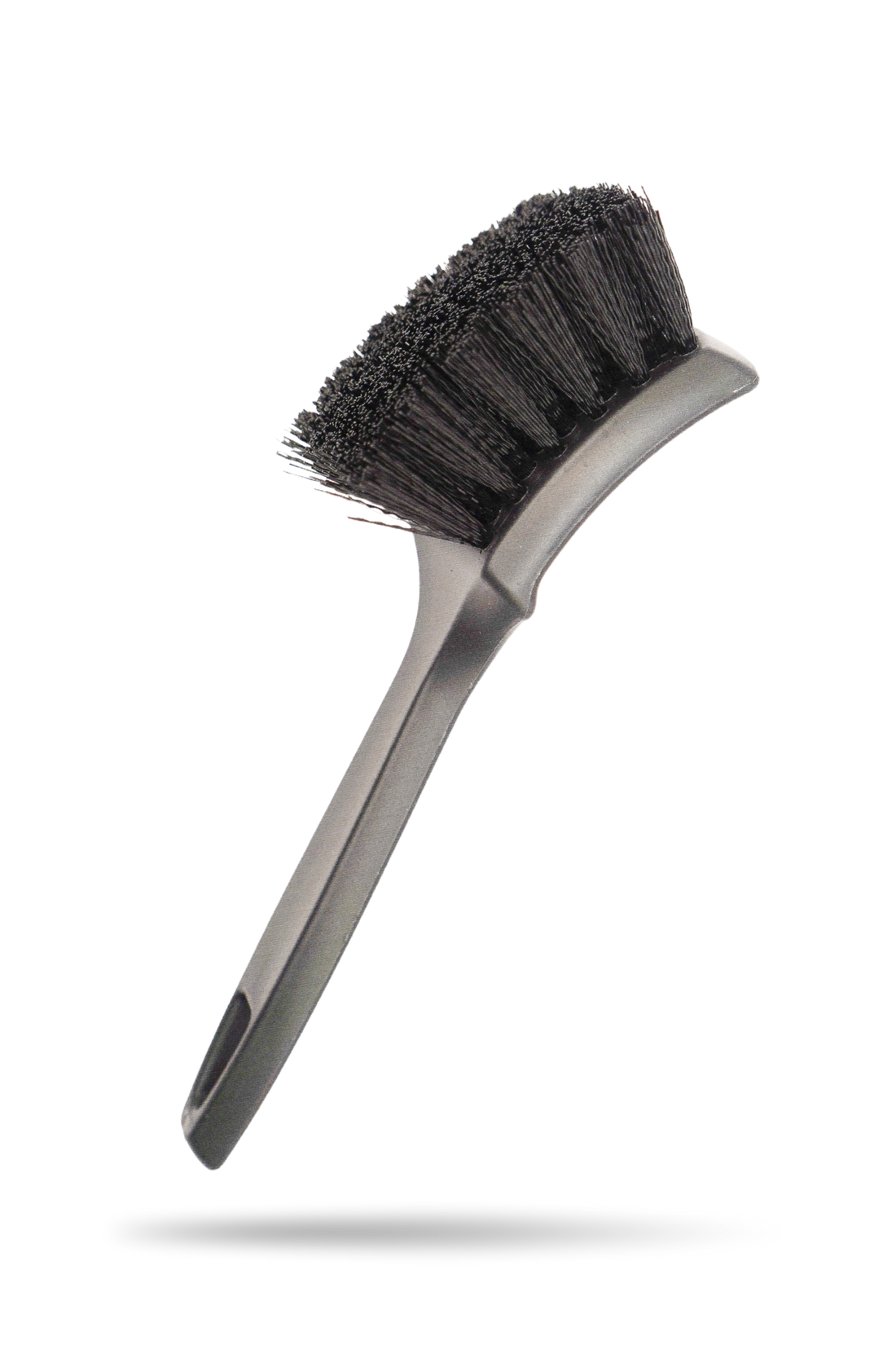 Blackline Car Care stiff bristle tire brush with dense, durable bristles for effective tire cleaning.