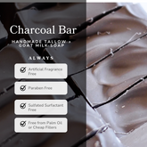 Handmade charcoal bar soap by Pretty Farm Girl, featuring tallow and goat milk for gentle, clarifying skincare.