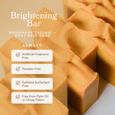 Brightening Vitamin C and Bakuchiol soap bar by Pretty Farm Girl, featuring a creamy, natural-looking soap with brightening ingredients.