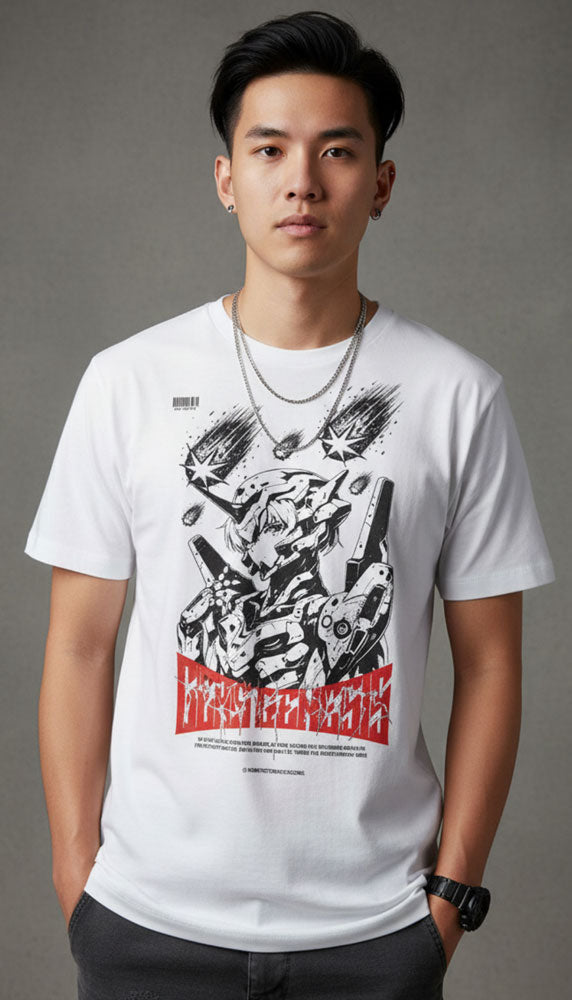 Yūjin Clothing Genesis anime T-shirt featuring vibrant graphic print, soft fabric, and classic fit for anime fans.