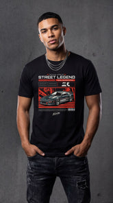 Yūjin Clothing Drive Fast Car T-Shirt showcases a sleek graphic of a speeding car on a casual cotton tee.