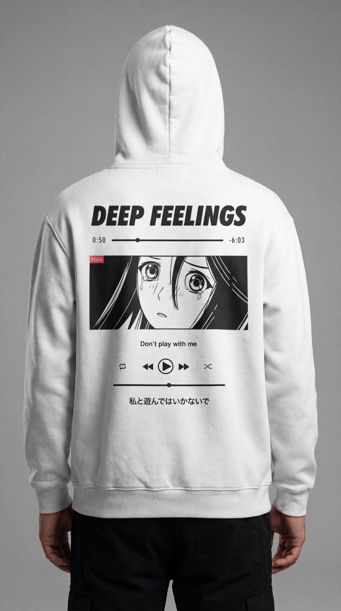 Yūjin Clothing Deep Feelings hoodie featuring a cozy design with a comfortable fit and stylish graphic print.