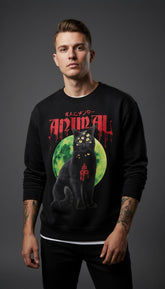 Dark animal sweatshirt by Yūjin Clothing featuring a detailed animal graphic on soft fabric, perfect for casual wear.