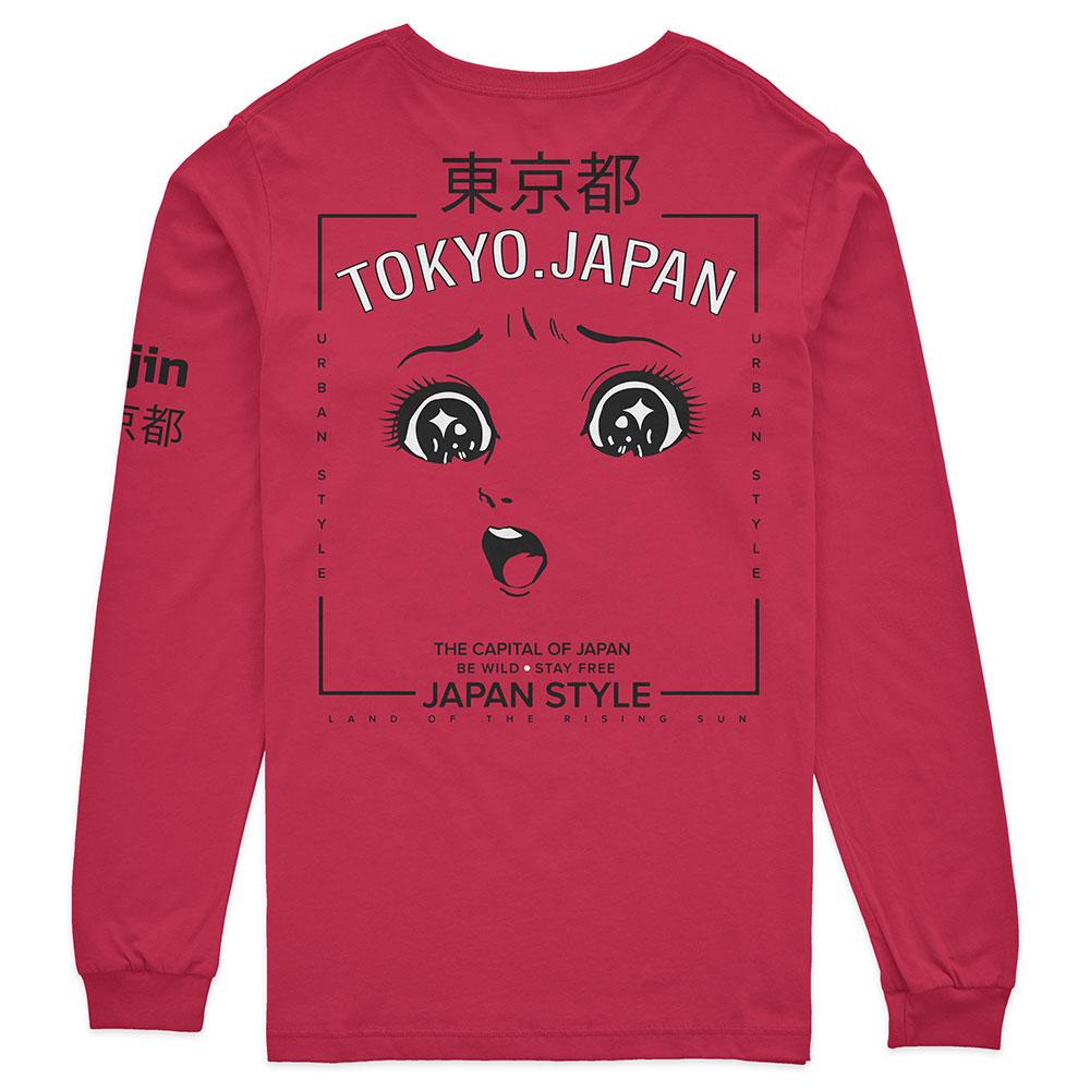 Japan style long sleeve T-shirt by Yūjin Clothing featuring traditional design and comfortable fit, perfect for casual wear.