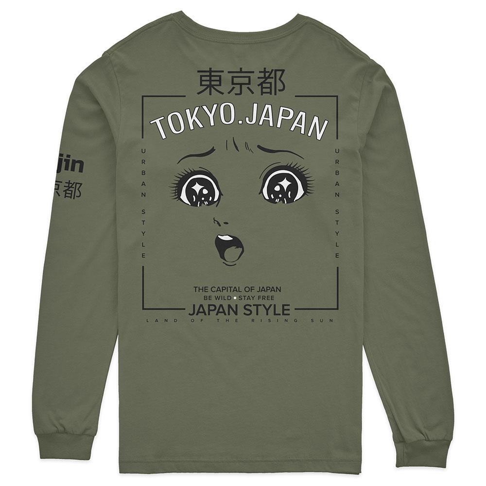 Japan style long sleeve T-shirt by Yūjin Clothing featuring traditional-inspired design and comfortable fit.