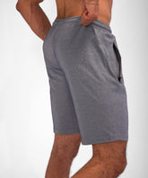Ash gray SCR Sportswear urban stride all-day wear shorts, 11-inch inseam, designed for tall men, casual and comfortable fit.