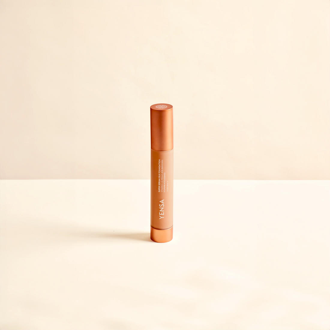 YENSA Super Serum Silk Foundation in Tan 2, hydrating peptide formula for a natural, radiant skin finish.