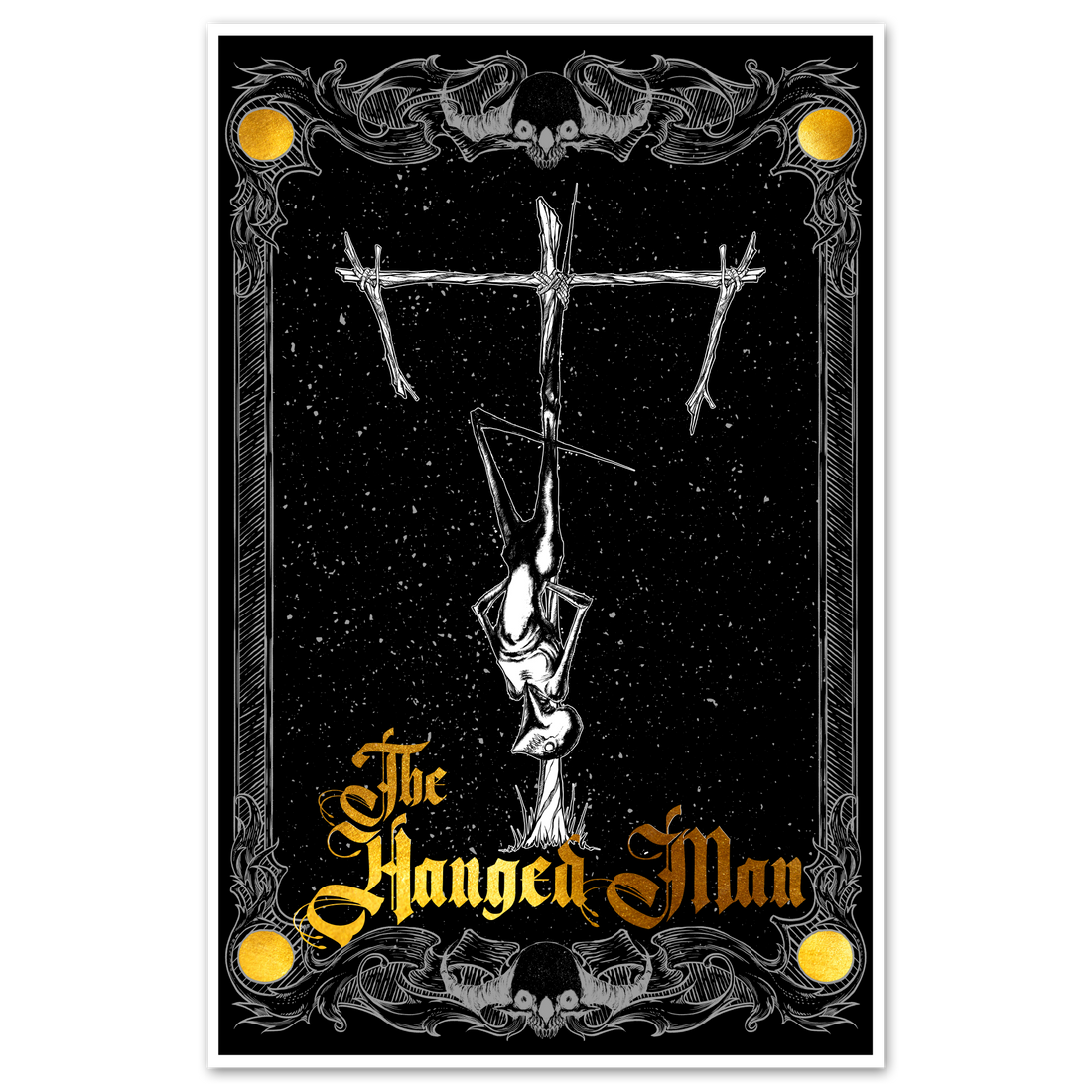 Hanged Man tarot card poster from Major Arcana Prints by Any Means Necessary Clothing, 11x17 inch art print with detailed design.