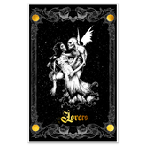 Major Arcana Tarot Lovers poster by Any Means Necessary Clothing featuring intricate 11x17 tarot card artwork.