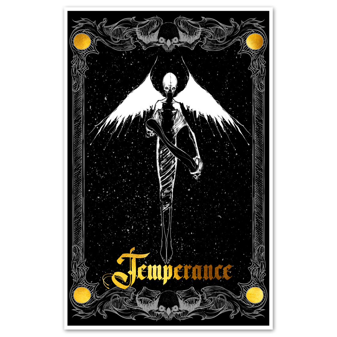Tarot Temperance Major Arcana poster by Any Means Necessary Clothing, featuring detailed illustration on 11x17 inch print.