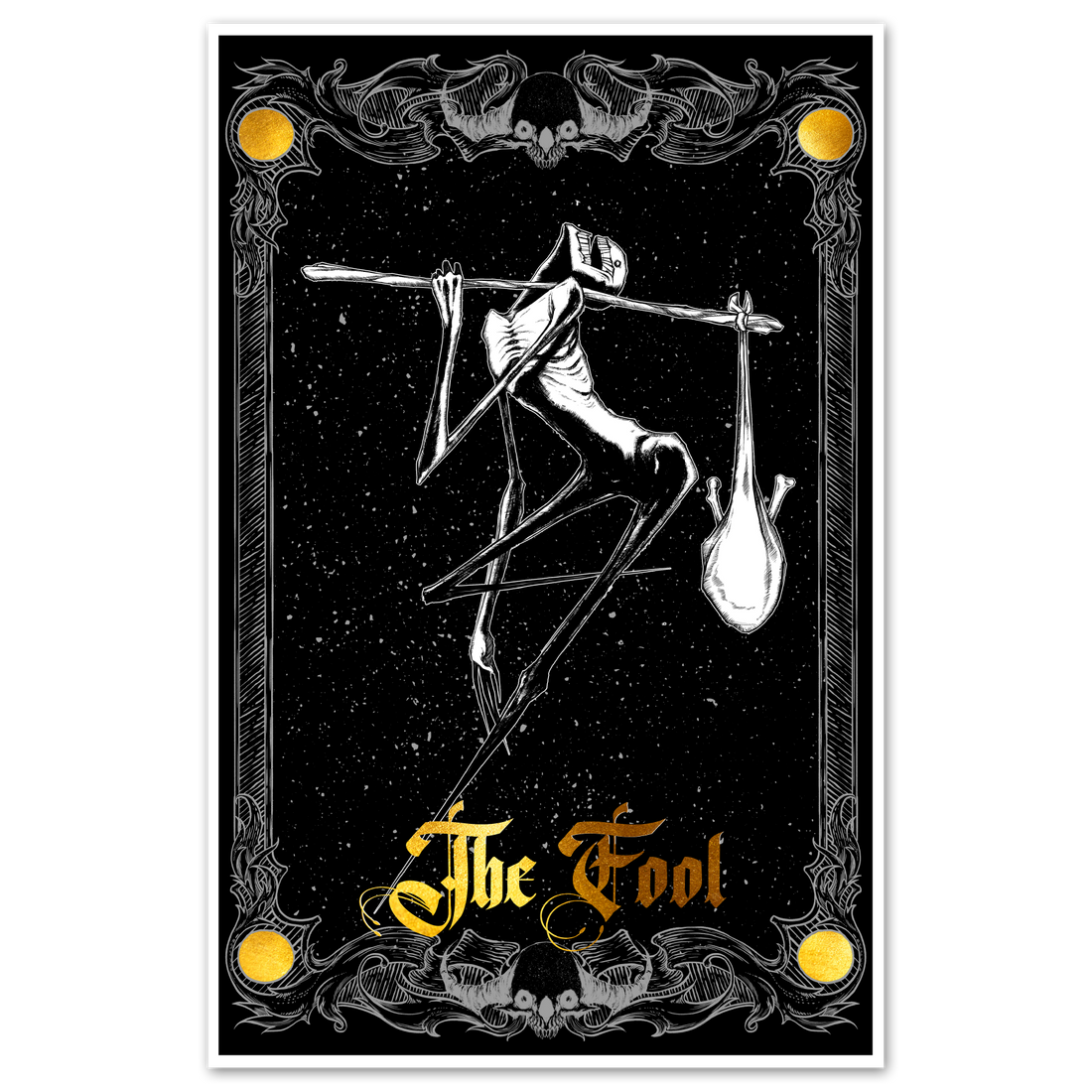 11x17 tarot Major Arcana The Fool poster by Any Means Necessary Clothing featuring colorful tarot card artwork.