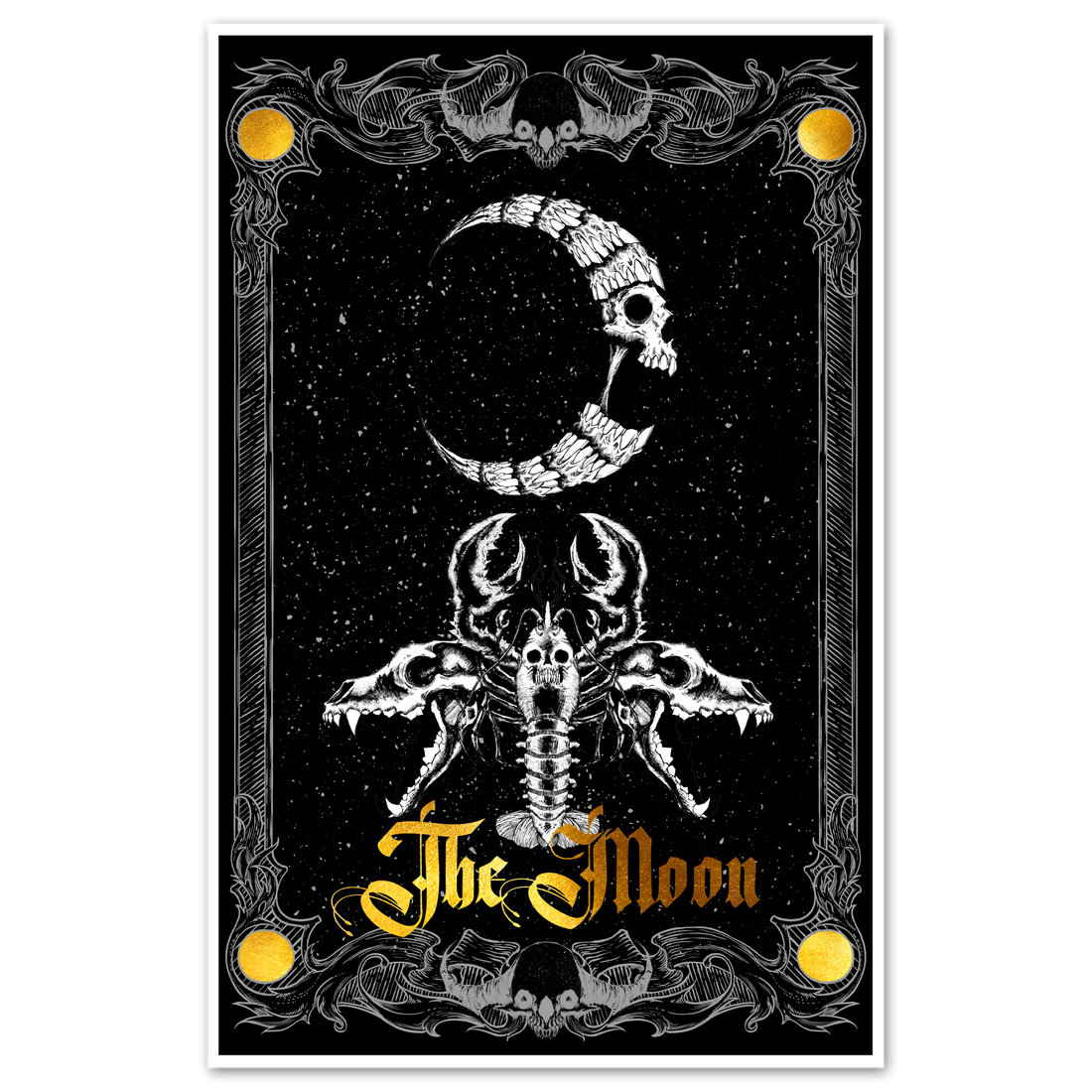 Tarot Major Arcana poster featuring The Moon card in 11x17 size, by Any Means Necessary Clothing.