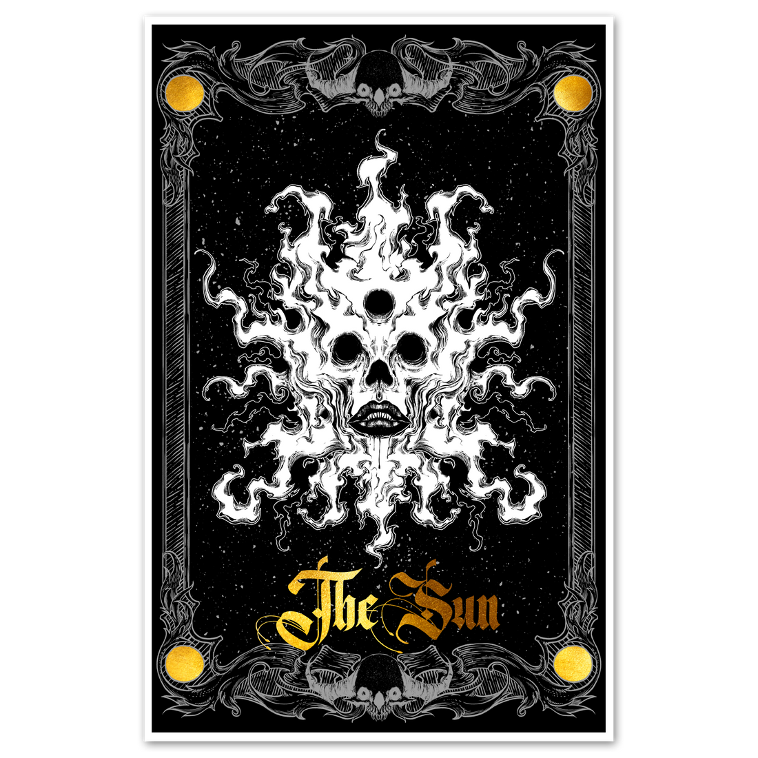 Major Arcana Tarot poster featuring The Sun card, 11x17 inch print by Any Means Necessary Clothing.