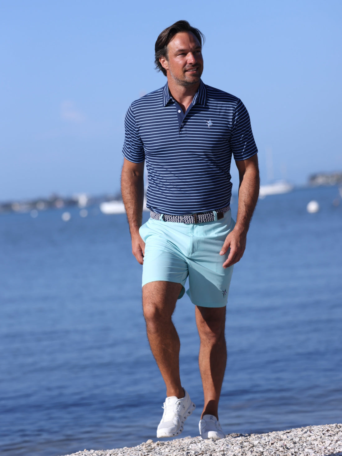 White Water Life Freeport Short in Aqua, lightweight performance shorts with a sleek design, perfect for outdoor activities.