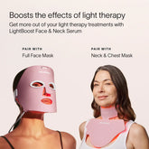 Solawave Light Therapy Boosting Face and Neck Serum in a sleek bottle, designed for skincare topicals and facial rejuvenation.