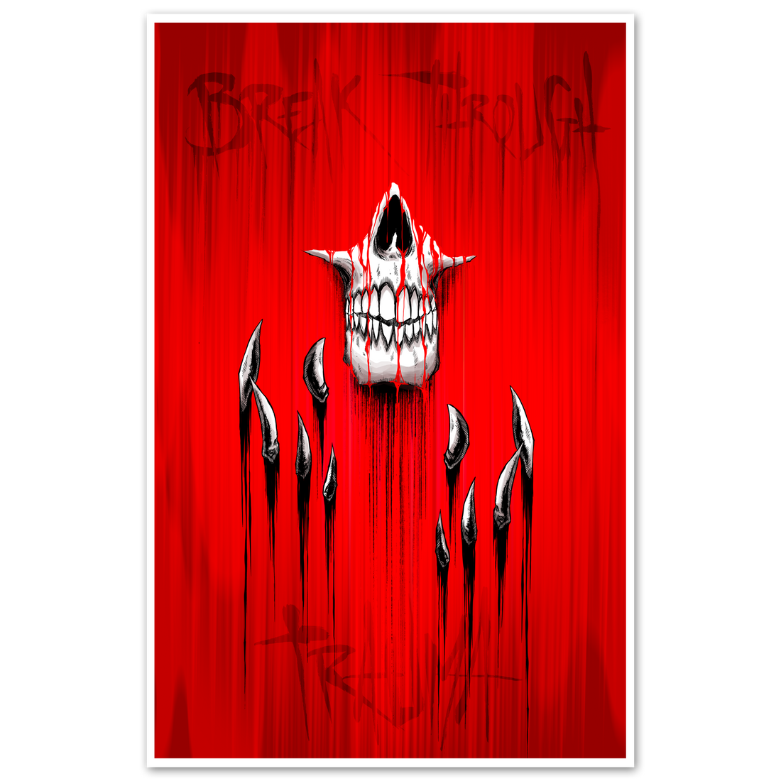 Trauma print poster by Any Means Necessary Clothing featuring bold, graphic artwork on 11x17 inch paper.
