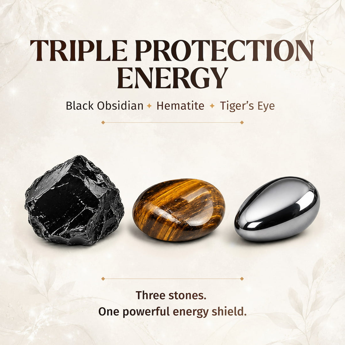 Conscious Items Triple Protection Bracelet featuring three energy protection charms on a woven cord.