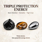 Conscious Items Triple Protection Bracelet featuring three energy protection charms on a woven cord.