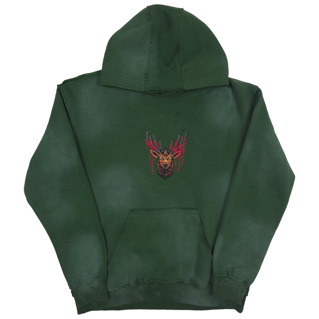 Green Trophy Pullover Hoodie by Any Means Necessary Clothing, front view showing the logo and comfortable fit.