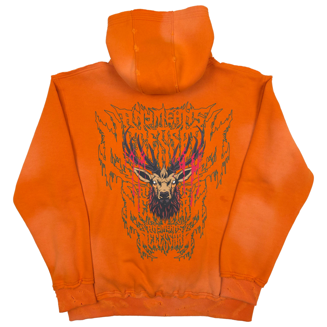 Orange Trophy Pullover Hoodie by Any Means Necessary Clothing, showing the back view with a trophy graphic design.