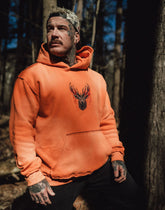 Orange Trophy Pullover Hoodie by Any Means Necessary Clothing, featuring a casual fit and front graphic design.